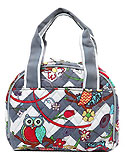Quilted Owl & Chevron Lunch Tote Bag