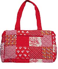 Quilted Patchwork Diaper Bag in Red