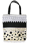 Lace Trimmed Tote Bag with Button Decorations