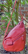 Leather Slingback Handbag in Red