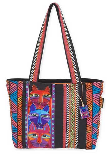Stacked Whiskered Cats Medium Tote - Click Image to Close