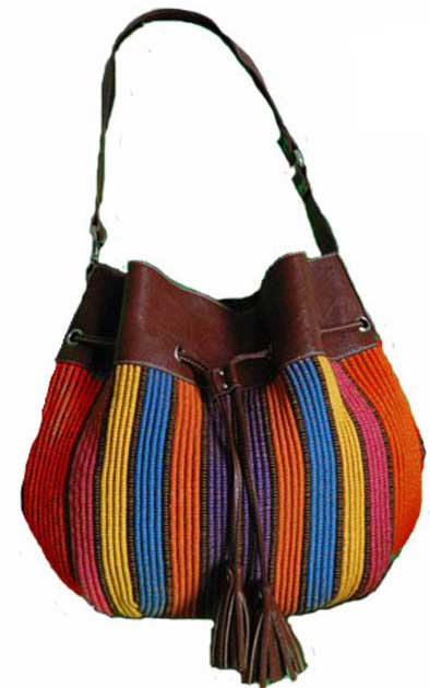 Handwoven Handbag with Drawstring Top - Click Image to Close