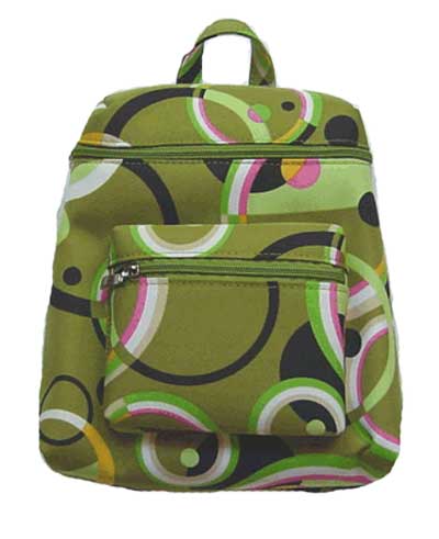 Backpack in Green with Psychedelic Designs - Click Image to Close