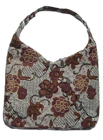 Hobo Bag with Flowers with Decorative Beading - Click Image to Close