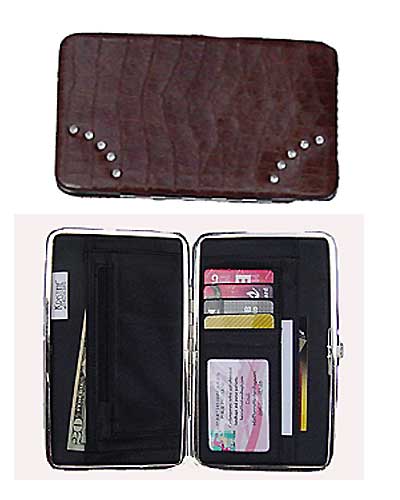 Brown Wallet with Crystal Decorations - Click Image to Close