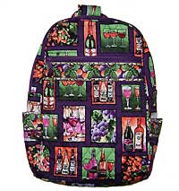 Quilted Wine Print Backpack