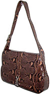 Brown Snakeskin Patterned Flap Handbag
