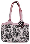 Toile Style Bag with Detachable Flower Pin in Pink